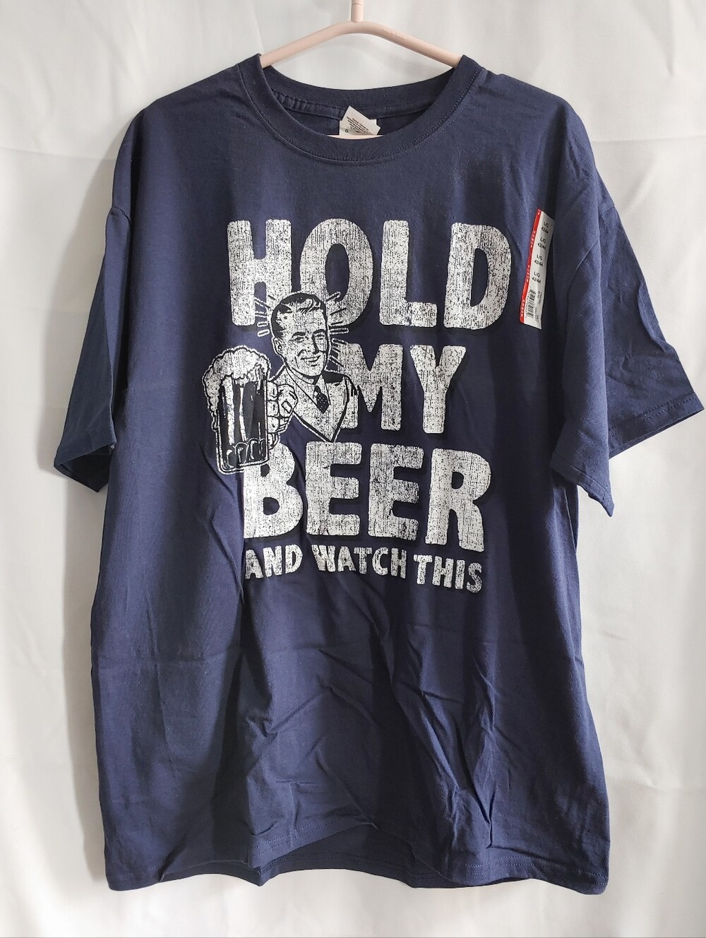 "Hold My Beer and Watch This" Dark Blue & White Retro-Look Unisex T-Shirt